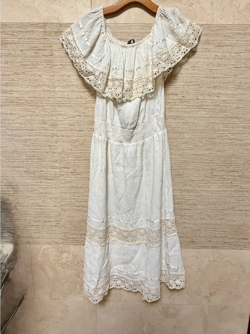 ANTIK BATIK Ivory Crochet Lace Boho Maxi Dress Size 36 XS/S NWT
